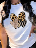 Women'WB shield Heart Print Round Neck Tee, Fitted Casual Short Sleeve Crew Neck T-Shirt for Summer, Fashion Women'WB...