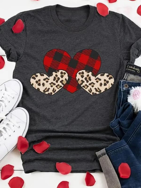 Women'WB shield Heart Print Round Neck Tee, Summer TNF Women, Fashion Casual Graphic Short Sleeve T-Shirt for Holiday...
