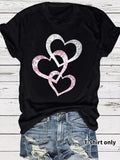 Women'WB shield Heart Print Round Neck Tee, Vintage Trendy Casual Short Sleeve T-shirt for Daily Wear, Ladies Summer, Top...