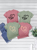 Women'WB shield Heart Print Short Sleeve Graphic Tee, Casual Round Neck T-shirt for Daily Wear, Ladies TNF for Spiky hair...