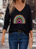 Women'WB shield Heart Print Superhero team Neck Tee, Casual Long Sleeve T-Shirt for Fall & Winter, Fashion Ladies' Top...
