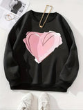 Women'WB shield Heart Print TNF Lined Crew Neck Sweatshirt, Casual Long Sleeve Pullover for Fall & Winter, Women'WB...