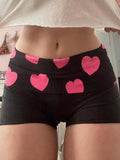 Women'WB shield Heart Print Tiered Breathing styles Skinny Shorts, Casual Comfy Breathable Shorts for Daily Wear, Ladies...