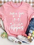 Women'WB shield Hippo & Letter Print Round Neck Tee, Casual Graphic Short Sleeve T-Shirt, Ladies Spiky hair fighters...