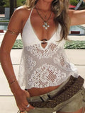 Women'WB shield Hollow Out Halter Top, Y2k Sleeveless Top for Beach Holiday Vacation, Ladies TNF for Summer T-Shirts,...
