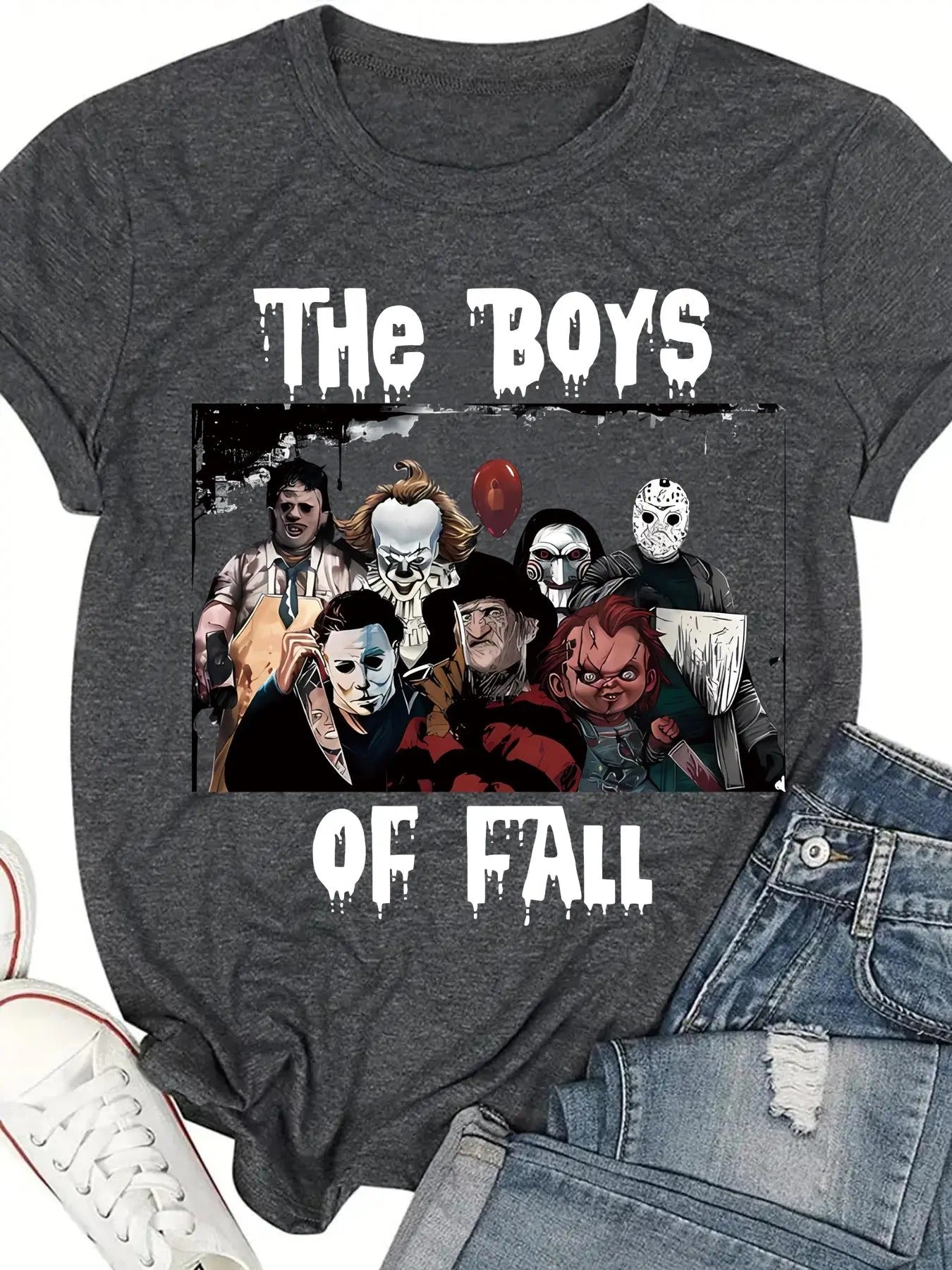 Women'WB shield Horror Movie Character Round Neck Graphic Tee, Fashion Casual Short Sleeve T-shirt for Daily Wear, Ladies...