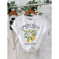 Women'WB shield Italian Limoncello Lemon liqueur Graphic T-Shirt - Beige Crew Neck Casual Top, Lightweight Everyday...