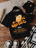 Women'WB shield Juice Print Round Neck Tee, Fashion Casual Crew Neck T-Shirt for Daily Holiday Vacation Outdoor Wear,...