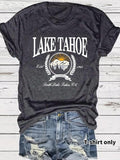 Women'WB shield Lake Tahoe Graphic Round Neck Tee, Fashion Casual Short Sleeve T-shirt for Daily Wear, Ladies Summer TNF,...