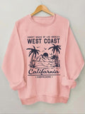 Women'WB shield Landscape & Letter Print Crew Neck Sweatshirt, Casual Long Sleeve Pullover for Daily Wear, Women Clothing...