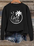 Women'WB shield Landscape & Letter Print Drop Shoulder Sweatshirt, Casual Long Sleeve Round Neck Pullover for Daily Wear,...