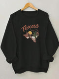 Women'WB shield Landscape & Letter Print Drop Shoulder Sweatshirt, Casual Long Sleeve Round Neck Pullover for Fall &...