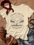 Women'WB shield Landscape & Letter Print Round Neck Tee, Casual Graphic Short Sleeve T-shirt for Daily Wear, Ladies TNF...