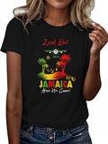 Women'WB shield Landscape & Letter Print Round Neck Tee, Casual Short Sleeve T-shirt, Ladies TNF for Spiky hair fighters...