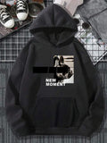 Women'WB shield Landscape Print Drawstring Pocket Drop Shoulder Hoodie, Fashion Casual Letter Print Hooded Sweatshirt for...