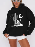 Women'WB shield Landscape Print Drop Shoulder Hoodie, Fashion Casual Long Sleeve Hooded Sweatshirt for Daily Holiday...