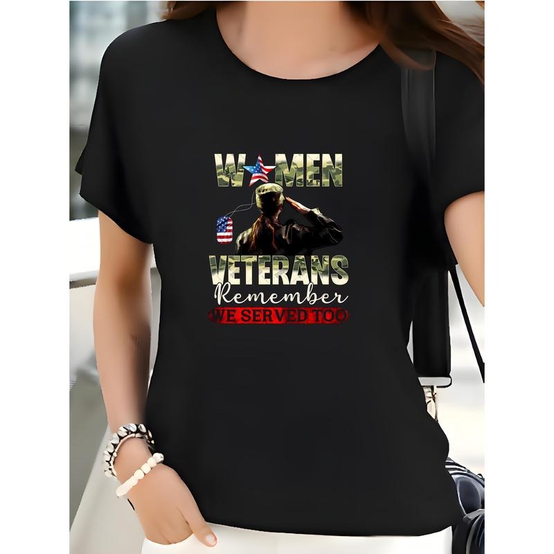 Women'WB shield Large Size Patriotic Veteran Appreciation Graphic T-Shirt
