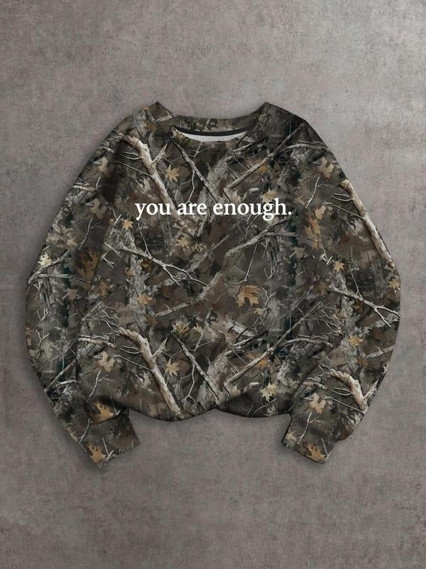 Women'WB shield Leaf Print Letter Print Sweatshirt, Casual Long Sleeve Pullover for Fall & Winter, Women'WB shield TNF...