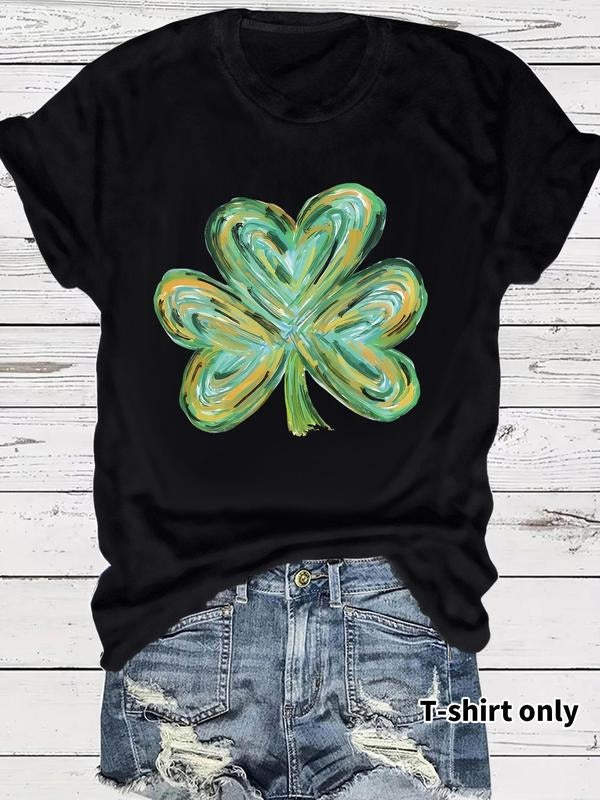 Women'WB shield Leaf Print Round Neck Tee, Casual Short Sleeve Crew Neck T-Shirt for Summer, Fashion Women'WB shield Top...