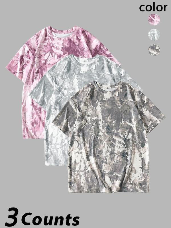 Women'WB shield Leaf Print Round Neck Tee, Casual Short Sleeve Crew Neck T-shirt for Summer, Ladies TNF for Daily Wear,...