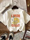 Women'WB shield Lemon Graphic Print Round Neck Tee, Fashion Casual Short Sleeve T-shirt, Ladies Summer TNF for Daily Wear...