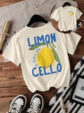 Women'WB shield Lemon Print Round Neck Tee, Casual Fashion Short Sleeve T-shirt for Summer, Ladies TNF for Daily Wear,...