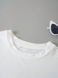 Women'WB shield Lemon Print Round Neck Tee, Fashion Casual Crew Neck T-Shirt for Daily Holiday Vacation Outdoor Wear,...