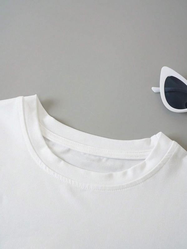 Women'WB shield Lemon Print Round Neck Tee, Fashion Casual Crew Neck T-Shirt for Daily Holiday Vacation Outdoor Wear,...