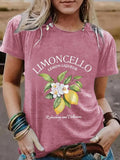 Women'WB shield Lemon Print Round Neck Tee, Fashion Casual Letter Graphic Crew Neck T-Shirt for Daily Holiday Vacation...