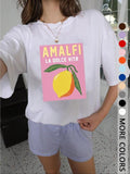 Women'WB shield Lemon Print Round Neck Tee, Fashion Casual Short Sleeve T-shirt, Ladies Summer TNF for Daily Wear, Top...