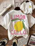 Women'WB shield Lemon Print Round Neck Tee, Fashion Casual Short Sleeve T-shirt, Ladies Summer TNF for Daily Wear, Tops...