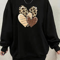 Women'WB shield Leopard-Heart Print Pullover Sweatshirt, Casual Long Sleeve Crew Neck Sweatshirt for Fall & Winter,...