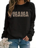 Women'WB shield Leopard Letter Print Crew Neck Pullover, Casual Long Sleeve Sweatshirt for Fall & Winter, Women'WB shield...