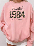 Women'WB shield Leopard Letter Print Round Neck Pullover, Casual Comfortable Drop Shoulder Long Sleeve Crew Neck...