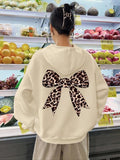 Women'WB shield Leopard-print & Bowknot Design Hoodie, Fashion Casual Hoodies for Daily Holiday Outdoor Wear, Women'WB...
