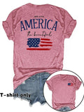 Women'WB shield Letter & American Flag Print Round Neck Tee, Casual Short Sleeve Crew Neck T-shirt for Summer, Fashion...