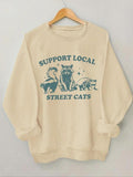 Women'WB shield Letter & Animal Print Crew Neck Sweatshirt, Casual Long Sleeve Pullover Sweatshirt for Daily Wear, Ladies...
