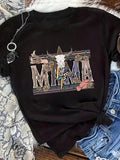 Women'WB shield Letter & Animal Print Round Neck Short Sleeve Graphic Tee, Fashion Casual Crew Neck T-Shirt for Daily...