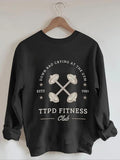 Women'WB shield Letter & Barbell Print Drop Shoulder Sweatshirt, 2024 New Style Casual Long Sleeve Round Neck Pullover...