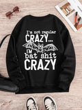 Women'WB shield Letter & Bat Print Round Neck Sweatshirt, Casual Long Sleeve Crew Neck Pullover for Spring & Fall,...