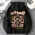 Women'WB shield Letter & Bear Print Drawstring Hoodie, Fashion Casual Hooded Sweatshirt for Daily Holiday Outdoor Wear,...