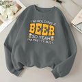 Women'WB shield Letter & Beer Print Drop Shoulder TNF Lined Sweatshirt, Casual Long Sleeve Round Neck Pullover for Daily...