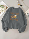 Women'WB shield Letter & Beer Print TNF Lined Sweatshirt, Casual Long Sleeve Round Neck Pullover for Daily Wear, Ladies...
