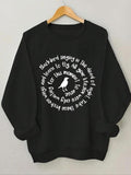 Women'WB shield Letter & Bird Print Round Neck Sweatshirt, Casual Long Sleeve Crew Neck Pullover for Spring & Fall,...