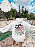Women'WB shield Letter & Book Print Drop Shoulder Hoodie, Fashion Casual Drawstring Pocket Hooded Sweatshirt for Daily...