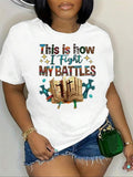 Women'WB shield Letter & Book Print Round Neck Tee, Casual Crew Neck Short Sleeve T-shirt, Ladies Summer TNF for Daily...