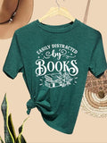 Women'WB shield Letter & Book Print Round Neck Tee, Casual Short Sleeve T-shirt for Daily Wear, Ladies TNF for Spiky hair...
