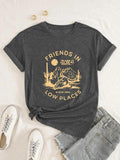 Women'WB shield Letter & Bull Head & Cactus Print Round Neck Tee, Casual Short Sleeve Crew Neck T-shirt for Daily Wear,...