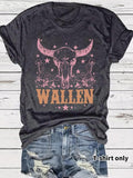 Women'WB shield Letter & Bull Head Print Round Neck Tee, Casual Short Sleeve Crew Neck T-shirt for Summer, Fashion...