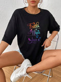 Women'WB shield Letter & Butterfly Graphic Print Round Neck Tee, Summer TNF Women, Fashion Casual Loose Short Sleeve...